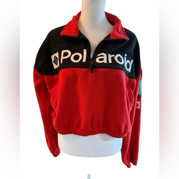 Polaroid Red and Black Half-Zip Fleece crop pullover Women’s size Medium - Picture 1 of 9